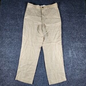 Brooks Brothers 346 100% Linen Pants Men's 33x30 Tan‎ Herringbone Chino Classic
